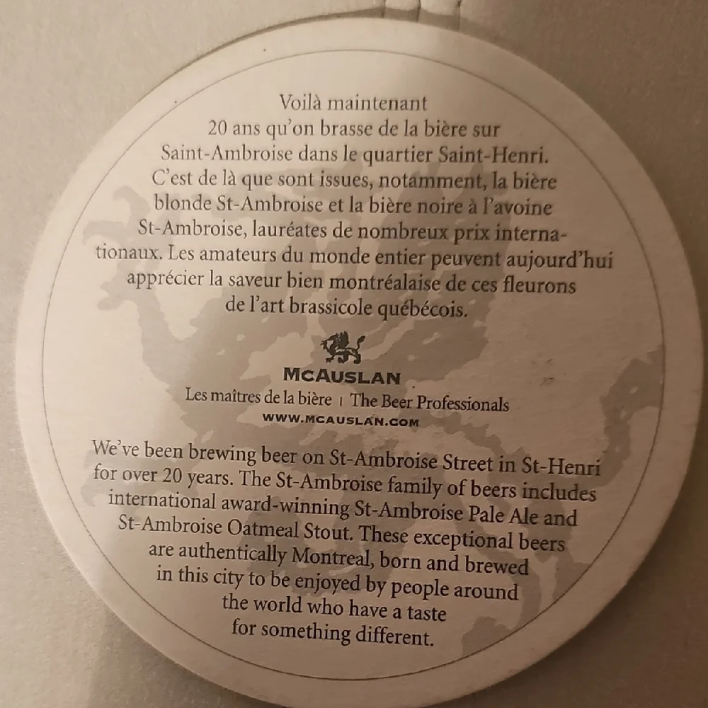 ST. AMBROISE Paper Coasters, 50x